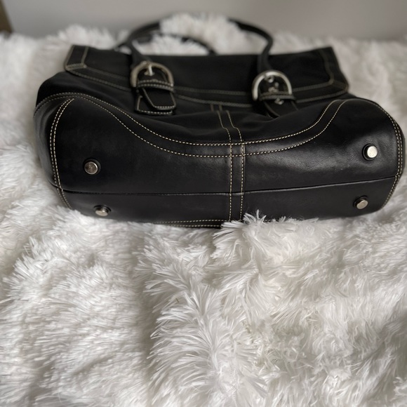 Coach Horton Black Leather Satchel Shoulder Purse - Picture 8 of 11